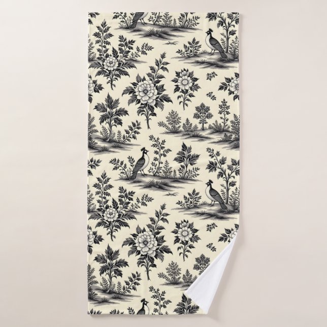 Decorative French toile pattern Bath Towel (Bath Towel)