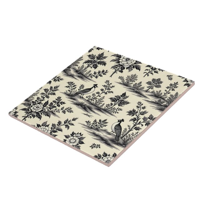 Decorative French toile pattern Ceramic Tile (Side)