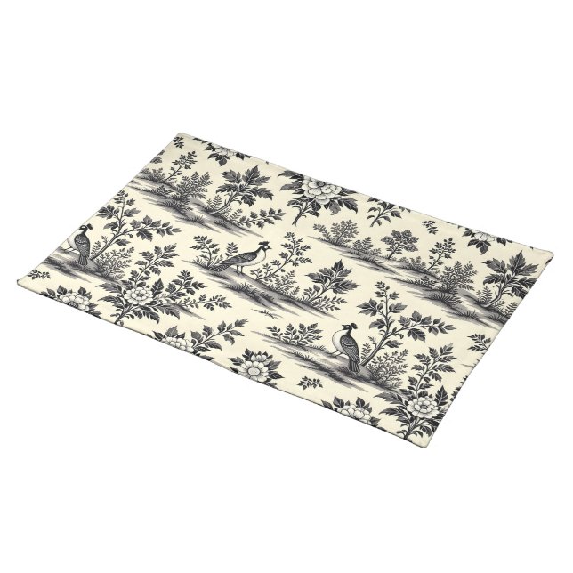 Decorative French toile pattern Cloth Placemat (On Table)