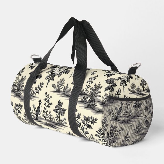 Decorative French toile pattern Duffle Bag (Right Corner)