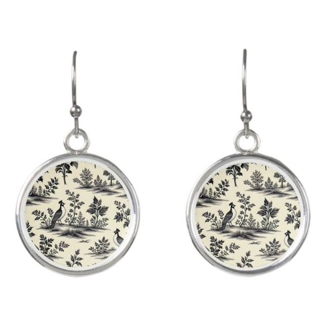 Decorative French toile pattern Earrings (Front)