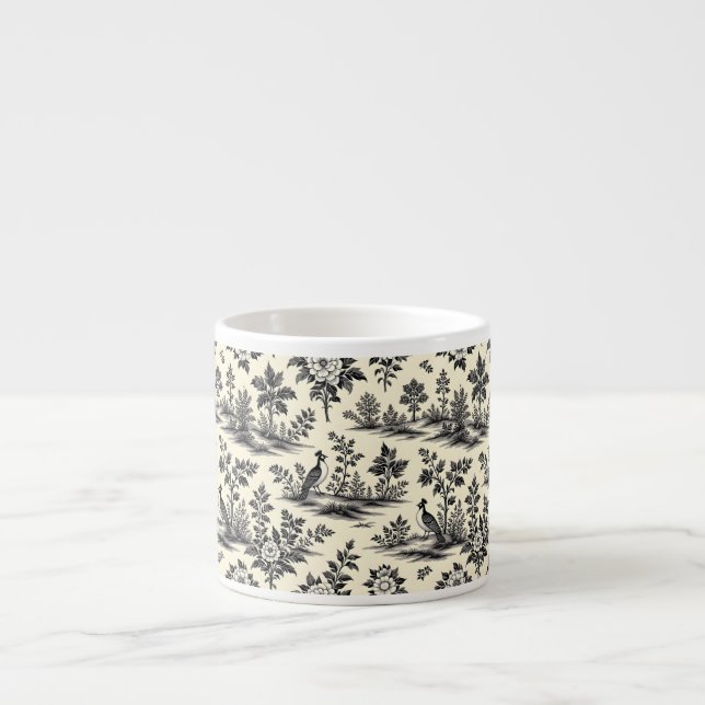 Decorative French toile pattern Espresso Cup (Front)
