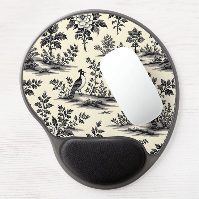 Decorative French toile pattern Gel Mouse Pad (Left Side)
