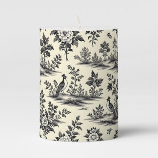 Decorative French toile pattern Pillar Candle