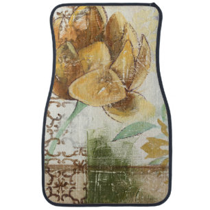 Decorative Fresco Design with Globe Flower Car Floor Mat
