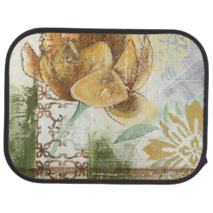 Decorative Fresco Design with Globe Flower Car Mat