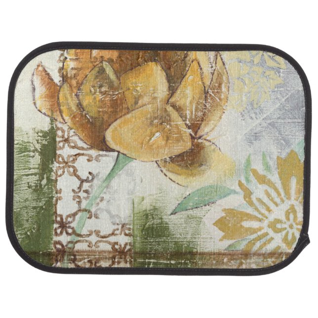 Decorative Fresco Design with Globe Flower Car Mat (Rear)