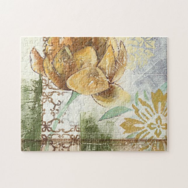 Decorative Fresco Design with Globe Flower Jigsaw Puzzle (Horizontal)