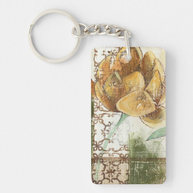 Decorative Fresco Design with Globe Flower Keychain (Front)