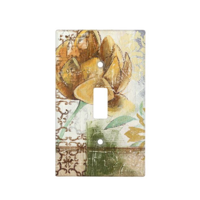 Decorative Fresco Design with Globe Flower Light Switch Cover (Front)