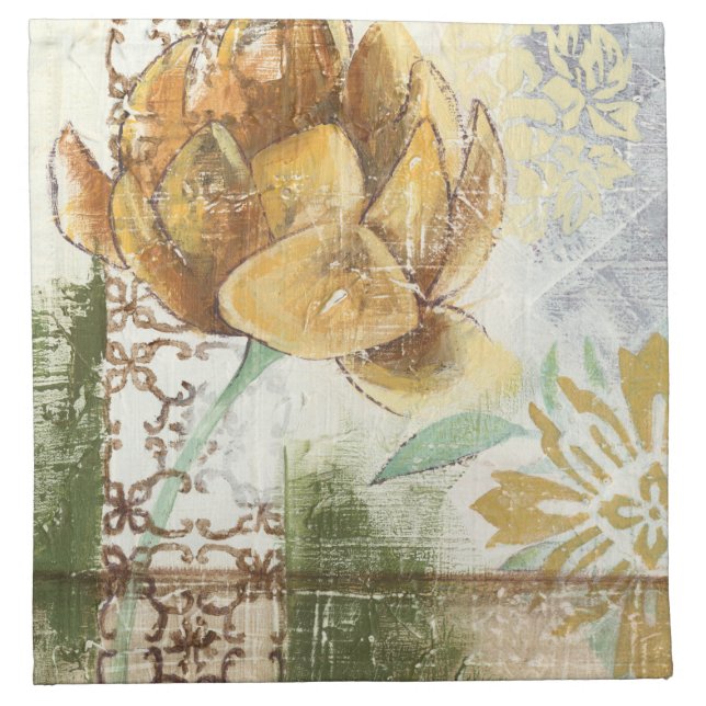 Decorative Fresco Design with Globe Flower Napkin (Front)