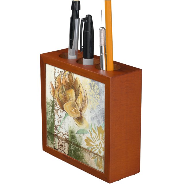 Decorative Fresco Design with Globe Flower Pencil/Pen Holder (In Situ)