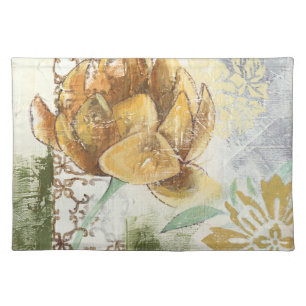 Decorative Fresco Design with Globe Flower Placemat