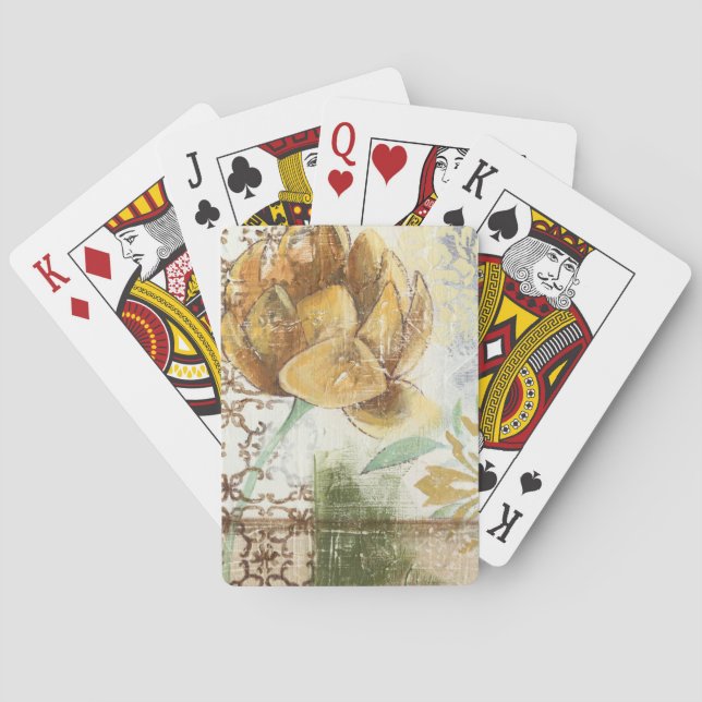 Decorative Fresco Design with Globe Flower Poker Cards (Back)