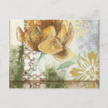 Decorative Fresco Design with Globe Flower Postcard
