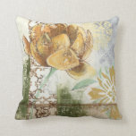 Decorative Fresco Design with Globe Flower Throw Pillow