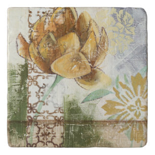 Decorative Fresco Design with Globe Flower Trivet