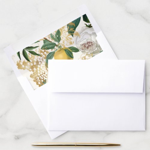 Decorative Fruit Floral Gilded Baroque Envelope Liner