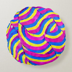 Decorative fun colorful candy art Painting Pink Round Pillow