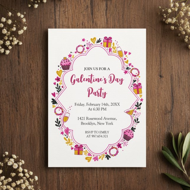 Decorative Galentines Invitation Oval Frame (Creator Uploaded)