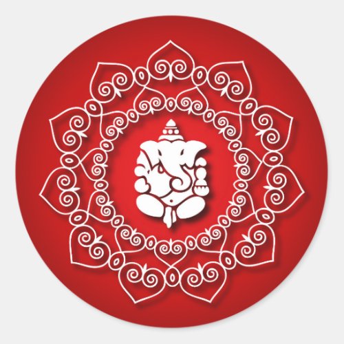 Decorative Ganesha Design Classic Round Sticker