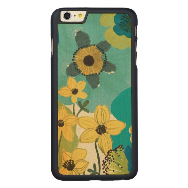 Decorative Garden Flowers Carved Wood iPhone Case (Back)