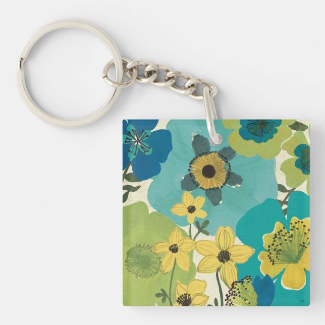 Decorative Garden Flowers Keychain (Front)