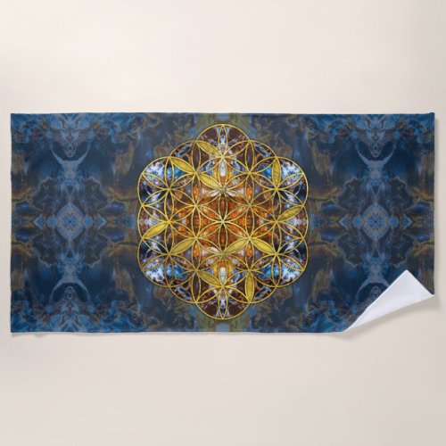 Decorative Gemstone Sacred Geometry Flower of life Beach Towel