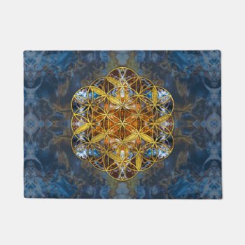 Decorative Gemstone Sacred Geometry Flower Of Life Doormat by LoveMalinois at Zazzle