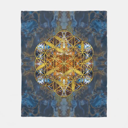 Decorative Gemstone Sacred Geometry Flower of life Fleece Blanket