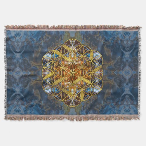 Decorative Gemstone Sacred Geometry Flower of life Throw Blanket