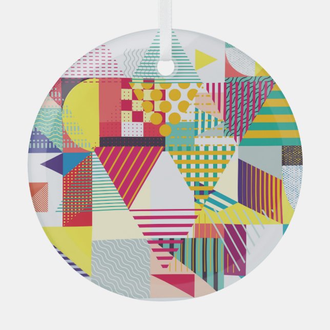 Decorative geometric, abstract seamless pattern. glass ornament (Front)
