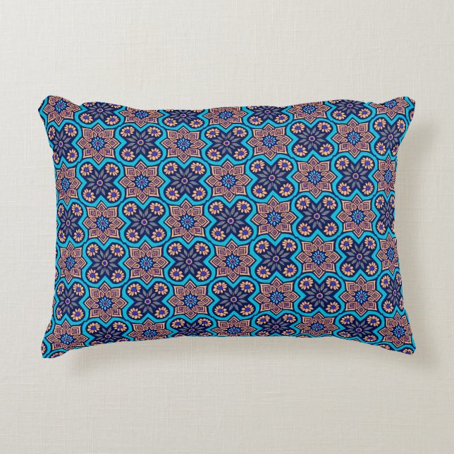Decorative Geometric Floral Pattern Accent Pillow (Front)