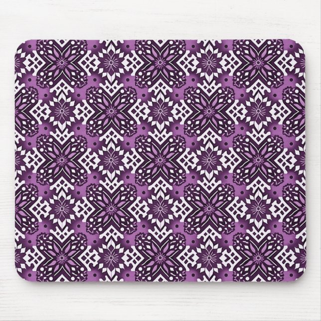 Decorative Geometric Floral Pattern Mouse Pad (Front)