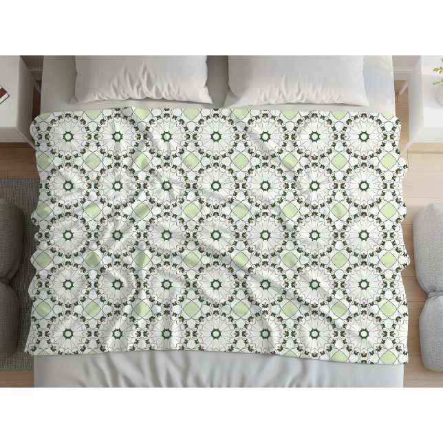 Decorative geometric floral patterned  fleece blanket (Creator Uploaded)