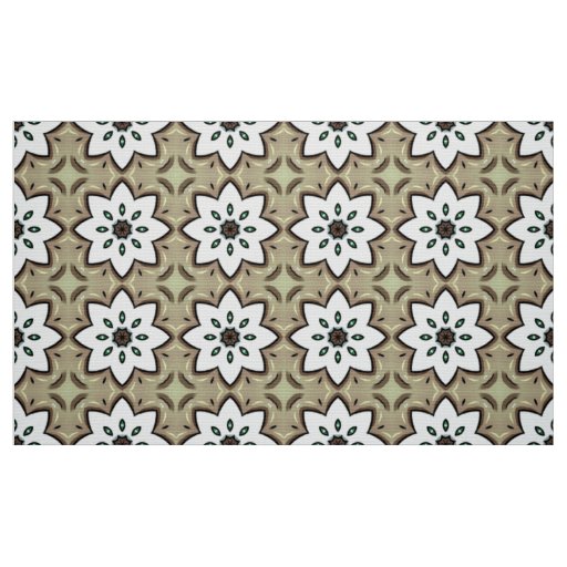 Decorative geometric pattern with white flowers fabric