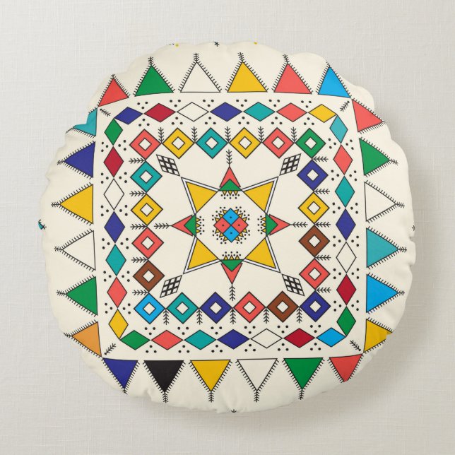 Decorative geometric repeating pattern inspired by round pillow (Front)