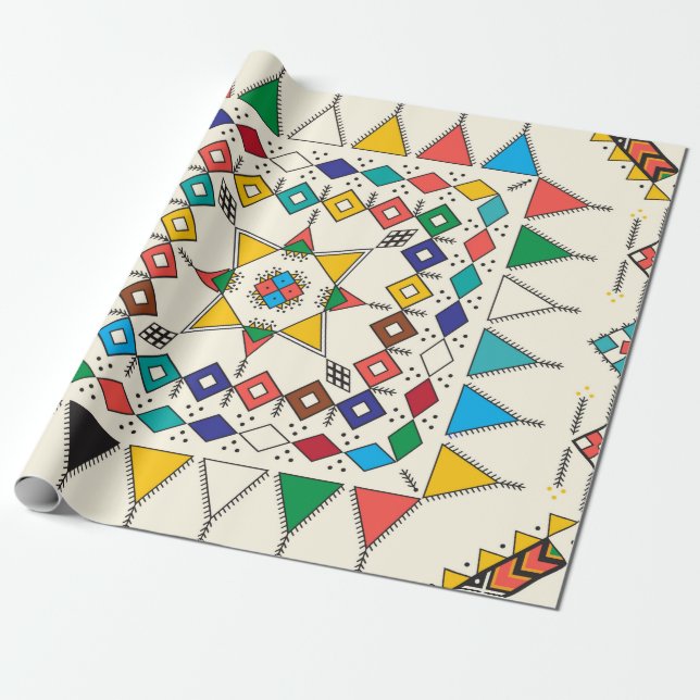 Decorative geometric repeating pattern inspired by wrapping paper (Unrolled)