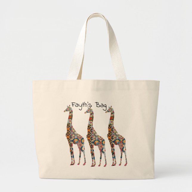  Decorative Giraffe Large Tote Bag (Front)