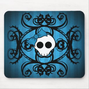Decorative girly skull mouse pad