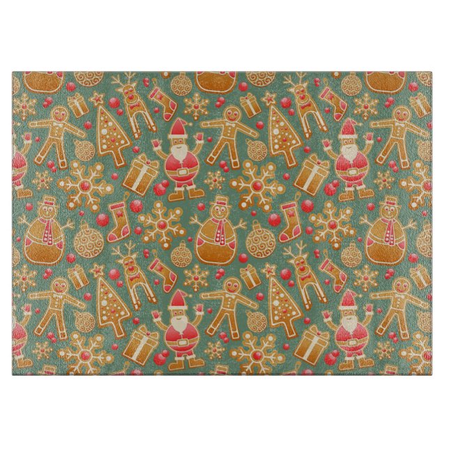 Decorative Glass Christmas Cutting Board (Front)