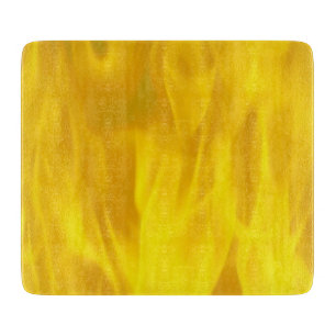 Decorative Glass Cutting Board 6"x7" flame yellow