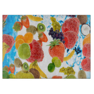 Decorative Glass Cutting Board/Mixed Fruit Cutting Board