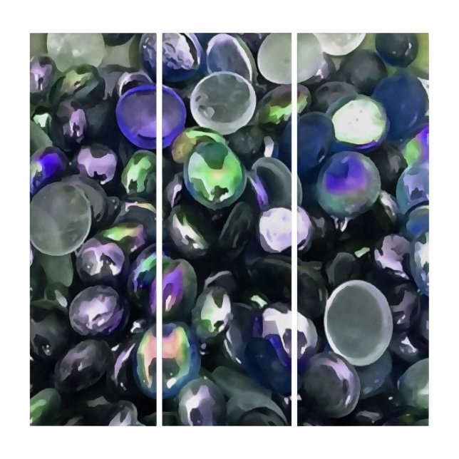 Decorative Glass Pebble Stones Painting Triptych (Front)