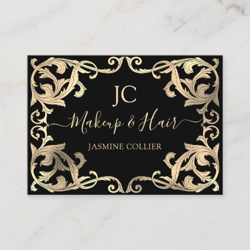 Decorative Gold Baroque Damask Frame Border Business Card