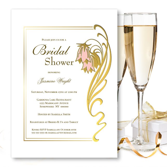 Decorative Gold Border Bridal Shower Invitation (Creator Uploaded)