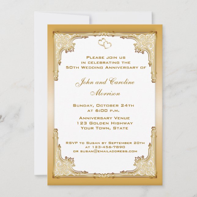 Decorative Gold Border Invitation (Front)