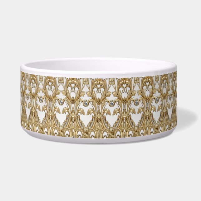 Decorative Gold Ceramic Pet Bowl (Front)