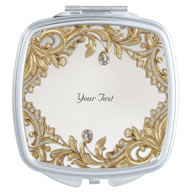 Decorative Gold Compact Mirror (Front)