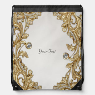 Decorative Gold Drawstring Backpack
